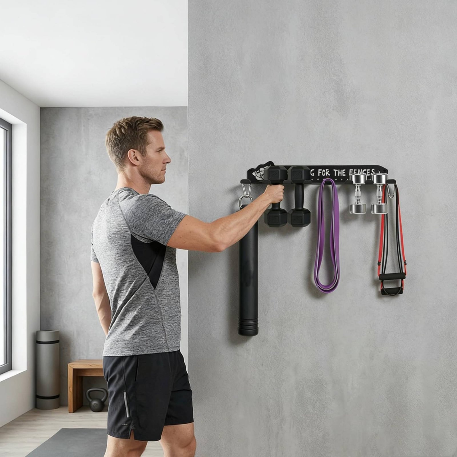 Sports Equipment Organizer Garage - 8 Hook Sports Equipment Rack Heavy