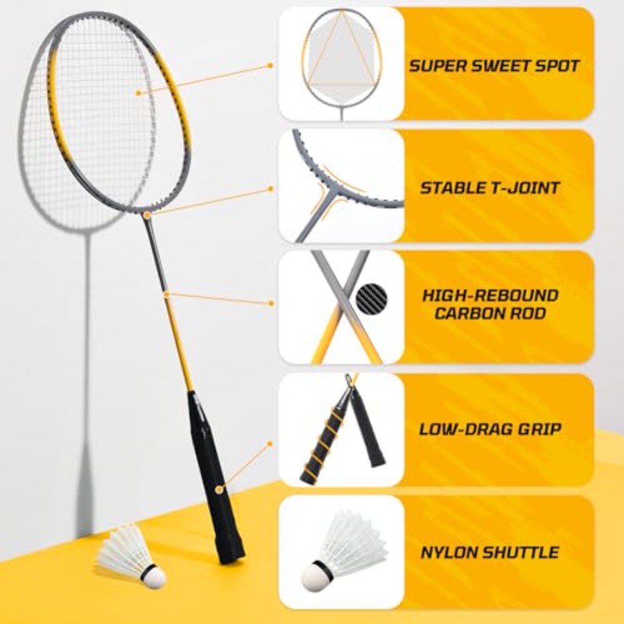 Backyard outdoor badminton set - Badminton Racket Carbon review and price