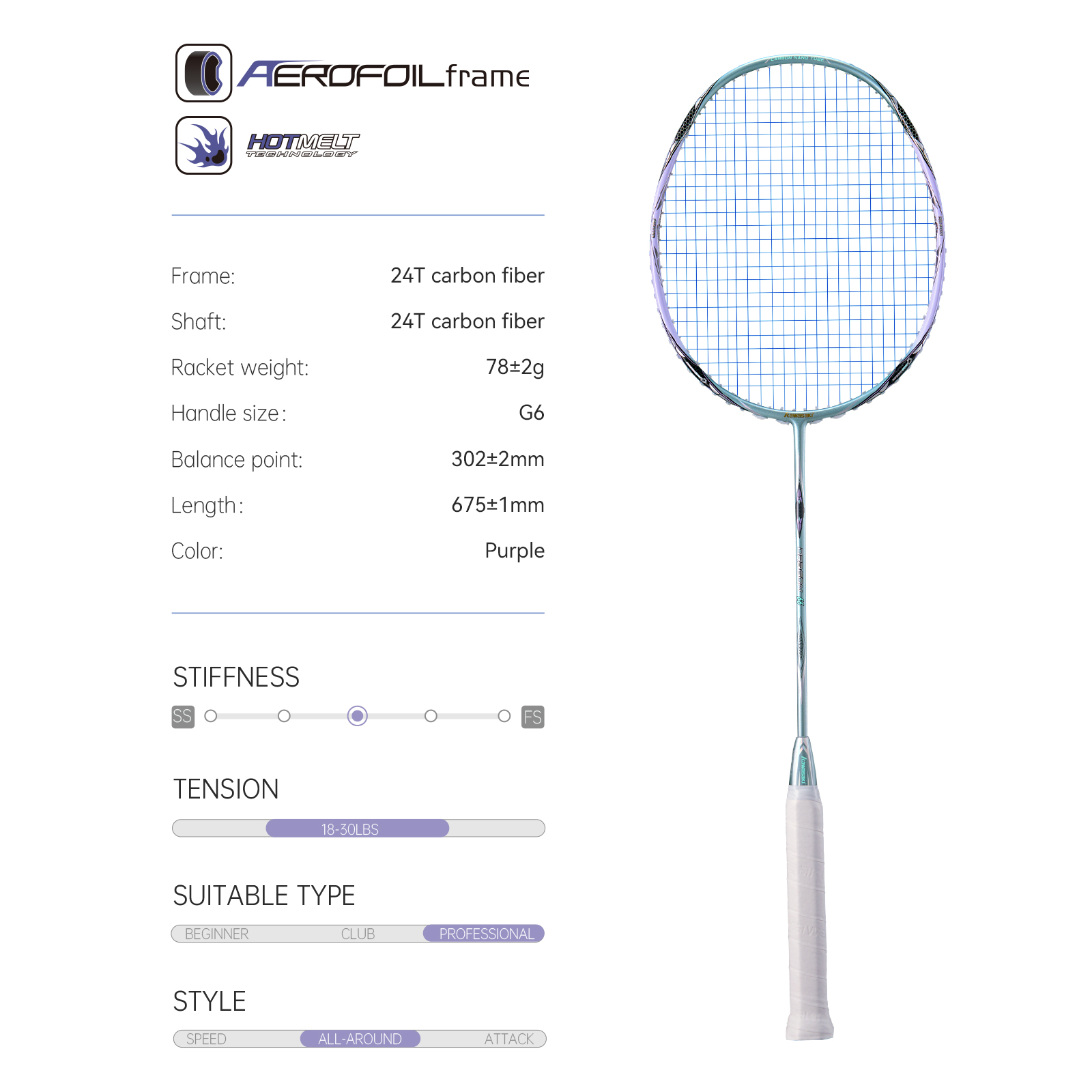Kawasaki Badminton Racket Prof - Badminton Racket Carbon review and price