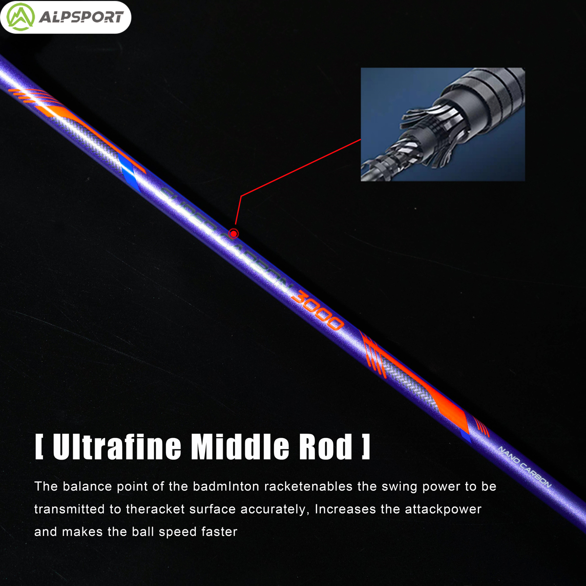 Alp GJ 10U Ultralight 52g T800 - Badminton Racket Carbon review and price